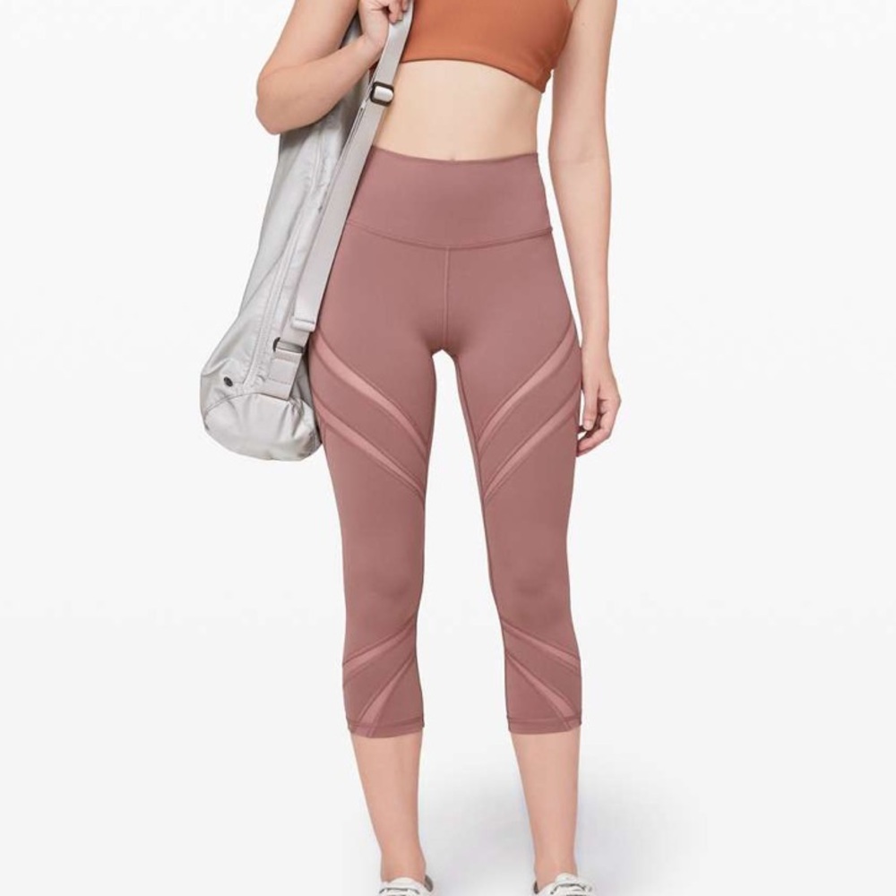 🍋LIKE NEW Lululemon HR Wunder Under Mesh Crop Leggings